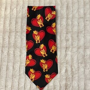 Winnie-the-Pooh Black Tie with Red Hearts